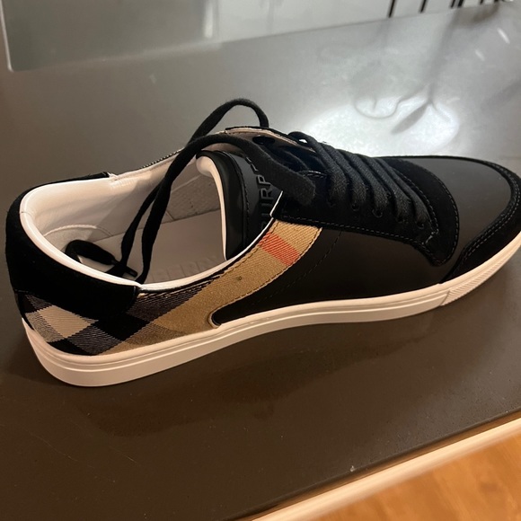 Burberry Leather, Suede and House Check Cotton Sneakers - Picture 3 of 6